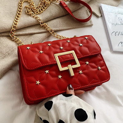 

On the new womens bag chain bag 2019 autumn Korean version of the new Joker Lingge shoulder bag tide woman messenger bag