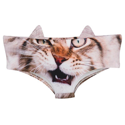 

Women 3D Print Cute Underwear Push Up Cat Ears Briefs G-string Beachwear