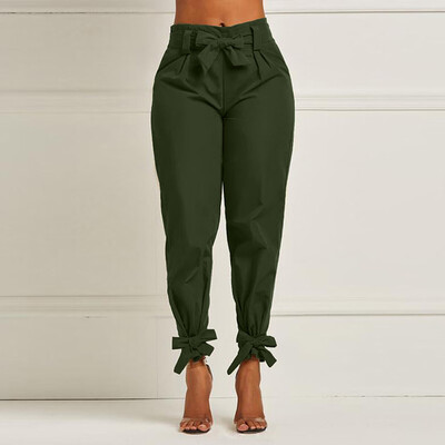 

Tailored Women Autumn Sexy Bandage Colour And Foot-binding Casual Pants