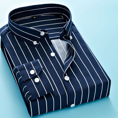 

SUNSIOM Fashion Mens Slim Fit Stripe Shirt Long Sleeve Cotton Dress Shirts Casual Tops