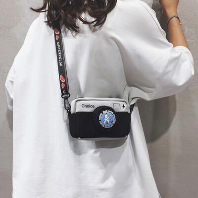 

Ins super fire small bag female new 2019 casual fashion broadband slung shoulder bag girl cute canvas bag