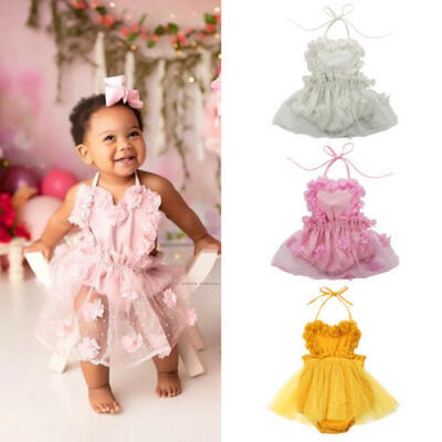 

UK Infant Newborn Baby Girl Floral Lace Romper Clothes Playsuit Dress Outfit