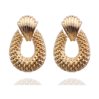 

Olaru Big Vintage Earrings for women gold color Geometric statement earring 2019 metal earing Hanging fashion jewelry trendy New