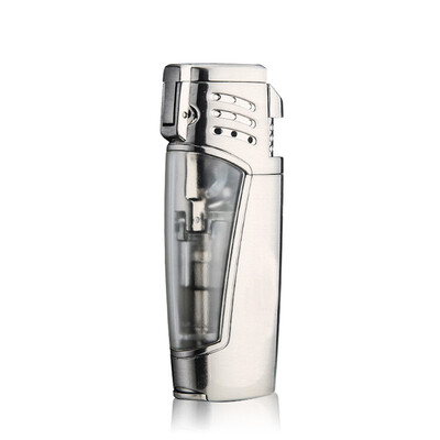 

three-stroke lighter triple flame jet lighter fast ignition visible air window can point cigar