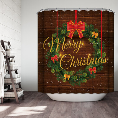 

〖Follure〗Christmas Gift Boxes In Snow Bathroom Shower Curtain Waterproof Fabric &12 Hooks