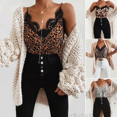 

Fashion Women Sexy V Neck Printed Lace Camisole Tank Vest Blouse Cami Crop Top