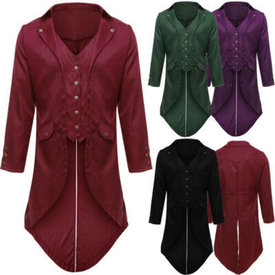 

Mens Vintage Victorian Gothic Steampunk Swallow-tailed Coat Full Dress Jacket