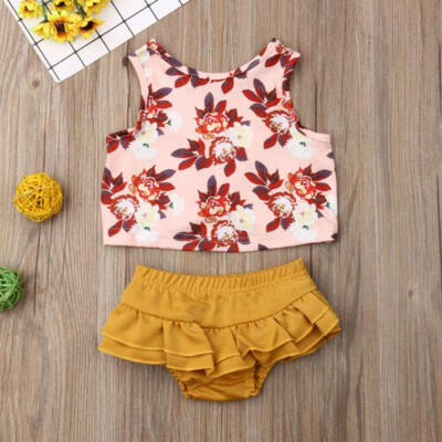 

UK Newborn Baby Girls Floral Tops Tutu Pants T shirt Shorts Outfits Clothes Set
