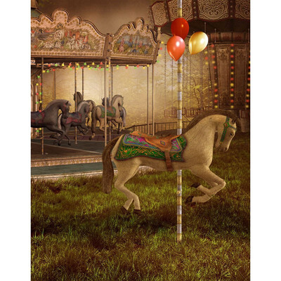 

Xmas Carousel Photo Backdrop 57FT Vinyl Fabric Cloth Digital Printing Photo Background s-2167
