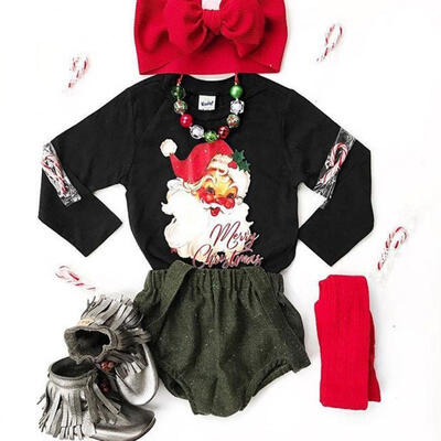 

3PCS Newborn Toddler Baby Boys Girls Xmas TopsPants Set Kids Clothes Outfits