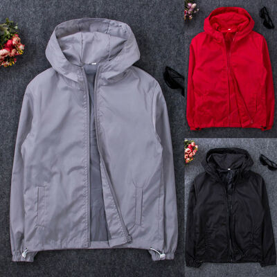 

Mens Fashion Windbreaker ZIPPER Jacket Hoodie Sports Outwear Coat Gym US New