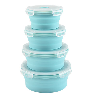 

4PcsSet Silicone Collapsible Lunch Box Portable Folding Food Storage Container