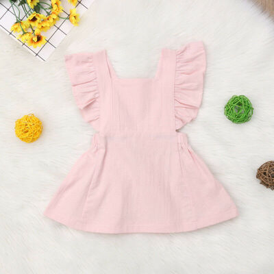 

Newborn Kids Baby Girls Summer Solid Color Ruffle Sleeve Party Dress Clothes Casual Sundress