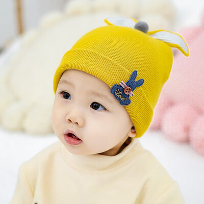 

Fallwinter 2019 mens&womens children knitted cotton pullover cap bow rabbit cartoon cute baby hat