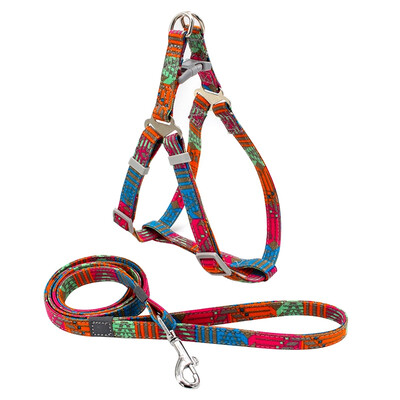 

Indian Style Dog Harness&Leash Set Dog Canvas Strap Vest And Traction Rope For Outdoor Walking For Small Medium Pets