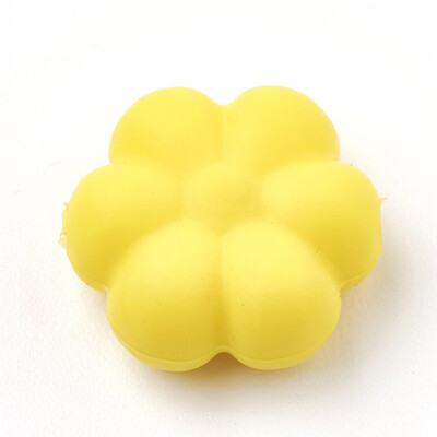 

Food Grade Environmental Silicone Beads Chewing Beads For Teethers DIY Nursing Necklaces Making Flowerr Yellow 14x13x6mm Hol
