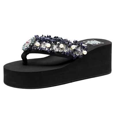 

Rose Women Girls Floral Wedges Bohemian Style Flip Flops Sandals Slippers Beach Shoes