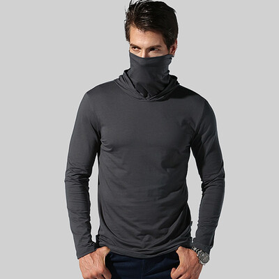 

Toponeto Fashion Mens Wind Covered Ash Cycling Jerseys Hooded Long Sleeve Blouse