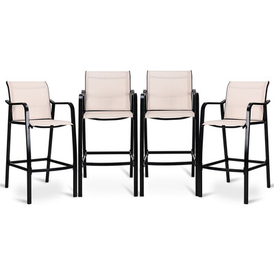 

4 pcs Patio Counter Height Steel Frame Leisure Bar Chairs