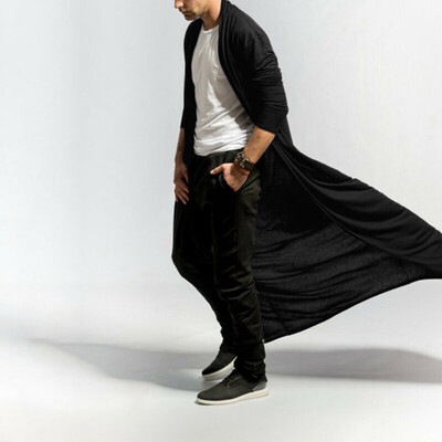 

Mens Full Length Coats Casual Cape Adult Loose Long Outwear Cardigan Slim Cloak
