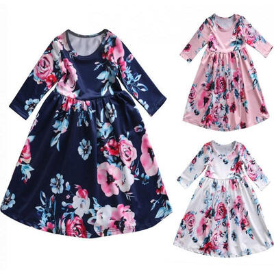 

NEW Toddler Kids Baby Girls Boho Long Foral Princess Party Prom Beach Maxi Dress