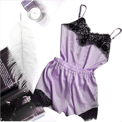 

〖Follure〗Womens Sexy Satin Sling Sleepwear Lingerie Lace Nightwear Underwear Set