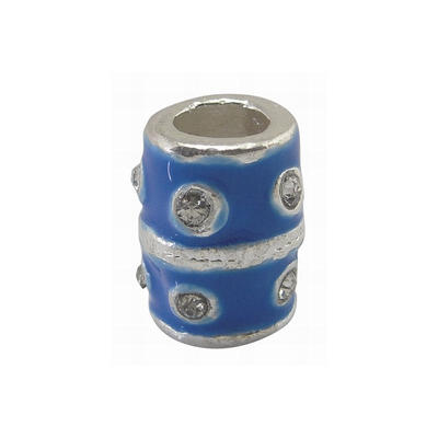 

European Alloy Enamel Beads with Rhinestone Lead Free&Cadmium Free Barrel Silver Color Size about 12mm wide 15mm long