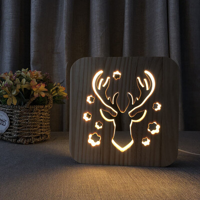 

Gobestart Wooden LED Night Light Animale Dog Paw Cat Lion Pet Shaped 3D USB Desk Lamp