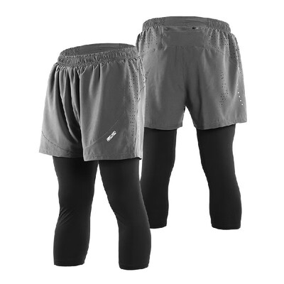 

Arsuexo Mens 2 in 1 Running Capri Pants Breathable Active Training Workout Shorts Leggings Tennis Baseball Pants with Pockets