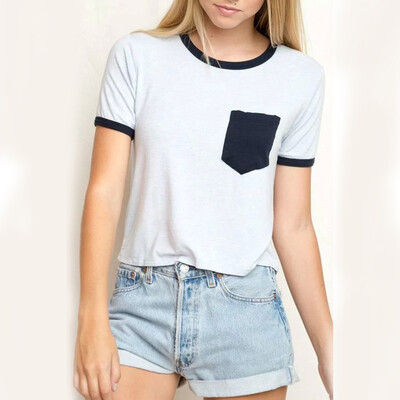 

Women Casual Summer Basic Tee T-shirt Short Sleeve Round Neck Tops Beach Loose