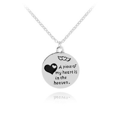 

1Pc Personalized Letter Initial A Piece Of My Heart Is In Heaven Necklace Gift Jewelry