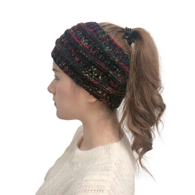 

Tailored Women Outdoor Solid Plush Splice Hats Crochet Knit Holey Beanie Cap Headband