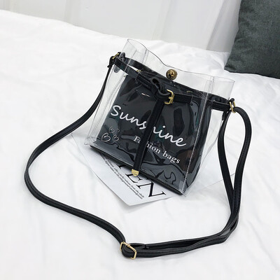 

Tailored Women Summer Small Bag Transparent Jelly Bag Wild Simple Shoulder Bag Set 2pcs