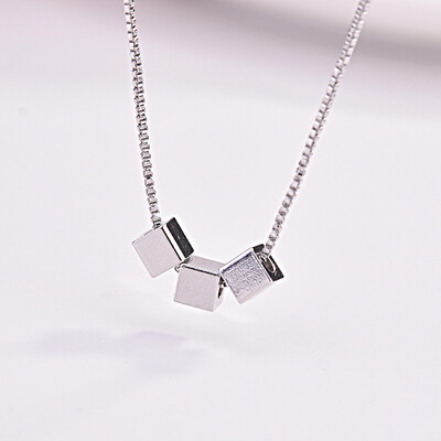 

New Luxury Trendy Three Cube Box Necklaces Pendants For Women Long Chain Choker Necklace Collares Collar