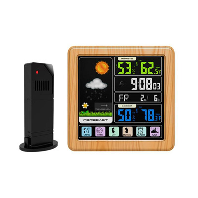 

Touch Color LCD Screen Wireless Weather Station Alarm Clock Indoor & Outdoor Thermometer Hygrometer with USB Port Snooze Function