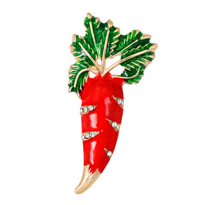 

Cartoon Bright Carrot Shape Rhinestone Alloy Brooch Pins Vegetable Breastpins Clothes Decor