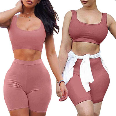

Women 2 Piece Outfits Sleeveless Crop Top Pants Set Casual Jumpsuit Rompers
