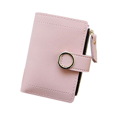 

Fashion Women Solid Color Faux Leather Small Wallet Zip Buckle Coin Cards Purse
