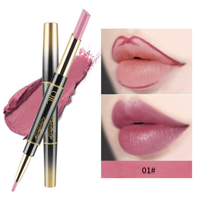 

2 in 1 Makeup Lipstick Lip Liner Pencil Waterproof Long Lasting Beauty Matte Pen