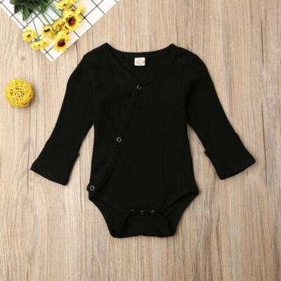 

Newborn Baby Boy Girl Clothes Solid Color Romper Bodysuit Overall Outfits Set