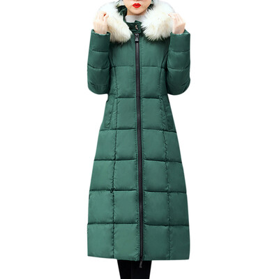 

Toponeto Women Outerwear Faux Fur Hooded Coat Long Cotton-padded Jacket Pocket Coat
