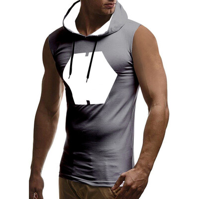 

Toponeto Men Hooded Striped Splicing vest jacket Patchwork Sleeveless Contrast Hoodie