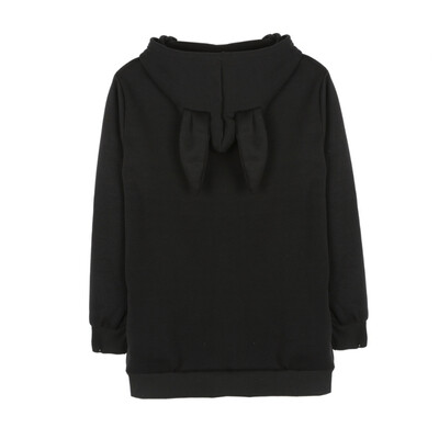 

EFINNY Fashion Women Rabbit Ear Hooded Hoodies Solid Long Loose Pullovers