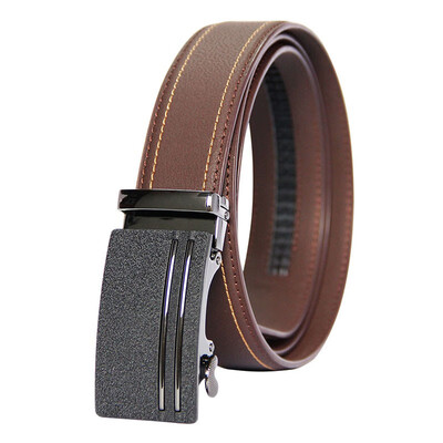 

BPSTAR Mens Automatic Buckle Genuine Leather Mens Ratchet Holeless Belt Business High Quality Mens Real Belt for Pants