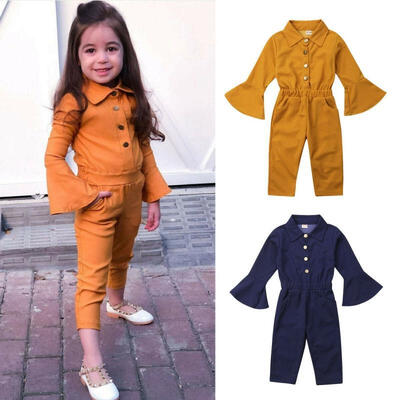 

CA Toddler Kids Baby Girls Long Bell Sleeve Romper Jumpsuit Pants Autumn Outfits