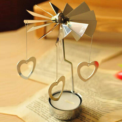 

Toponeto Rotary Spinning Tealight Candle Metal Tea light Holder Carousel Home Decor Gift