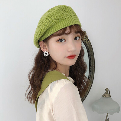 

Autumn 2019 Womens New Hat Korean Knitted Beret Japanese Literature&Art Retro British Chao Painters Hat