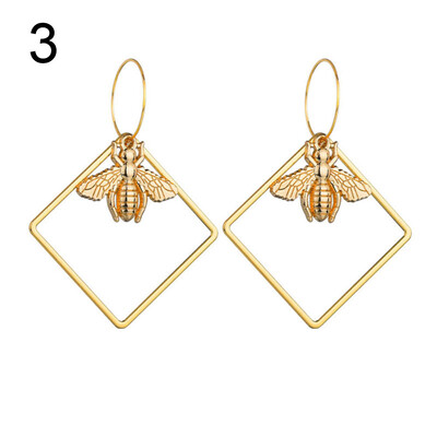 

Fashion Women Hollow Square Bee Cherry Rose Long Dangle Hoop Earrings Jewelry