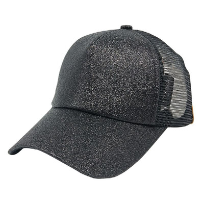 

New Woman Girls Cap Sequined Fishnet Splice Baseball Sport Casual Hip-Pop Streetwear Flat Hat