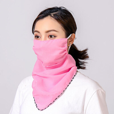 

19 summer sun protection neck chiffon mask female flowers antique elegant printing breathable mask square towel factory direct sales